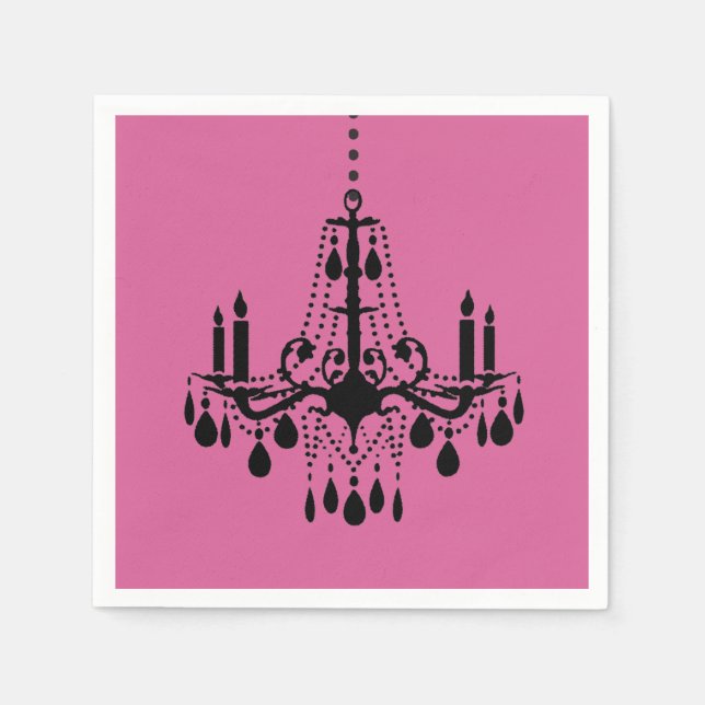 Fuchsia & Black Chandelier Napkin Serviette (Vorderseite)