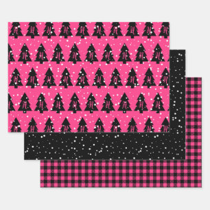 Fuchsia & Black Monogram Geschenkpapier Set