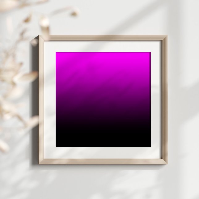 Fuchsia Black Ombre Poster (Fuchsia and black gradient ready for her monogram initial.)