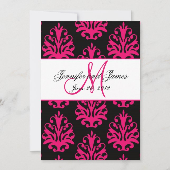 Fuchsia Black Paisley Wedding Save the Date (Vorderseite)