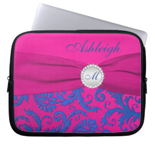 Fuchsia Blue Damask IMITATE Ribbon Laptop-Sieb Laptopschutzhülle