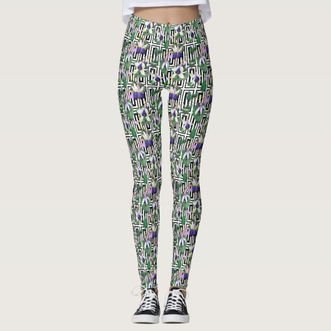 Fuchsia Blue/Green Watercolor Leggings (Vorderseite)