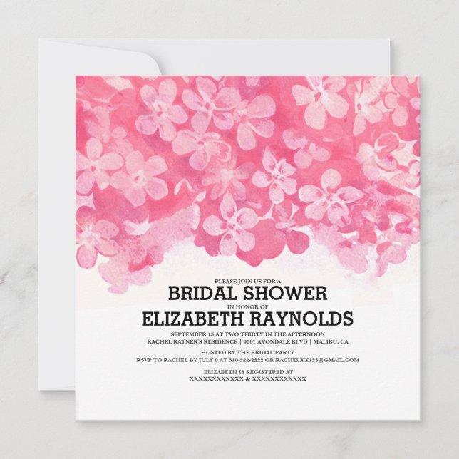 Fuchsia Blume Einladungen zur Dusche (Vorderseite)