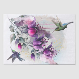 Fuchsia Blume Hummingbird Wasserfarbe Seidenpapier