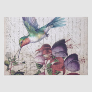 Fuchsia Blume Hummingbird Wasserfarbe Seidenpapier