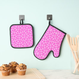 Fuchsia-Blume Ofenhandschuh & Topflappen-Set