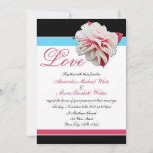 Fuchsia Blume Pink & Aqua Hochzeit Einladungen
