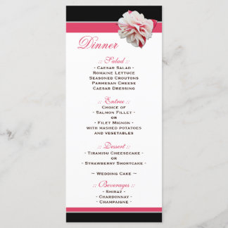 Fuchsia Blume Pink & Black Wedding Menü Menükarte