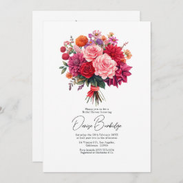 Fuchsia, Blush & Coral Bright Floral Bridal Shower Einladung