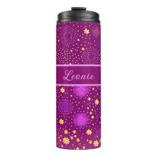 Fuchsia Blüten Muster Thermosbecher