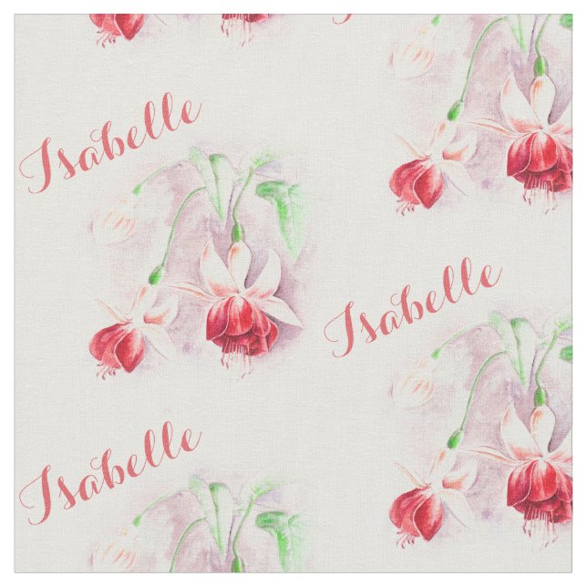 Fuchsia botanisch rosa Aquarellstoff Stoff (Nahaufnahme)