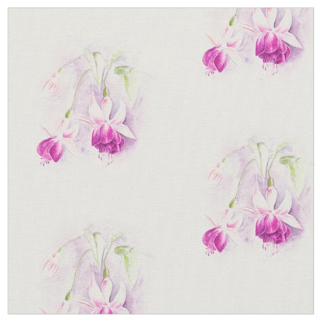 Fuchsia botanische Kunst rosa Aquarellstoff Stoff (Nahaufnahme)
