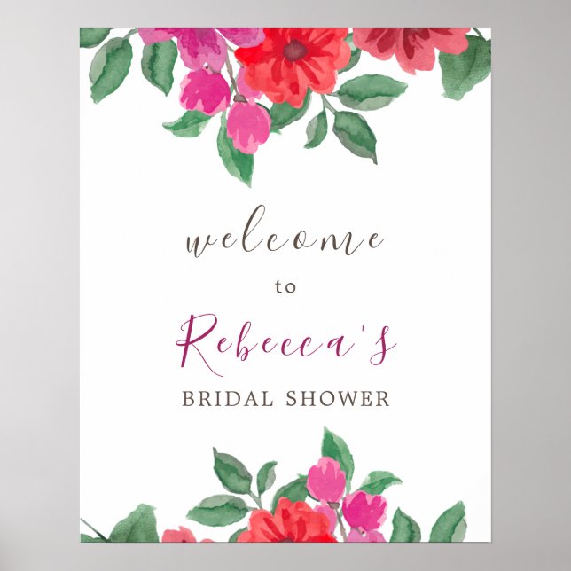 Fuchsia Brautparty Welcome Sign Poster (Vorne)