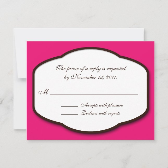 Fuchsia Brown & White Reply / RSVP Cards Karte (Vorderseite)