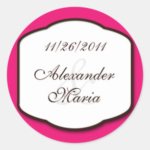Fuchsia Brown & White Wedding Umschlag Aufkleber