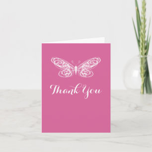 Fuchsia Butterfly Bat Mitzvah Dankeschön Karte