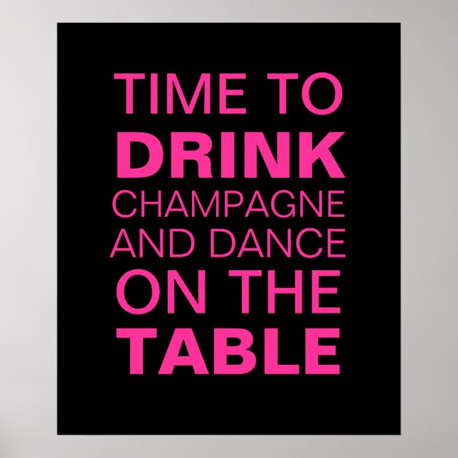 Fuchsia Champagne Party Poster (Vorne)