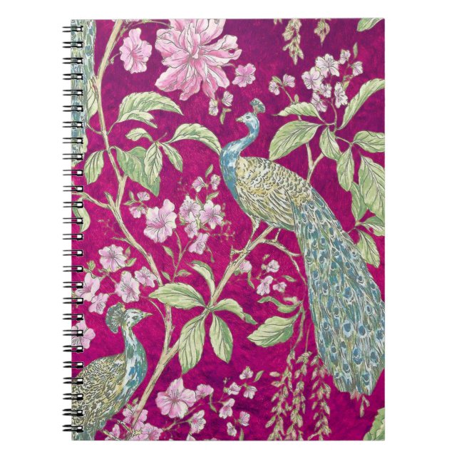 Fuchsia Chinoiserie Rodelbahn Notizblock (Vorderseite)