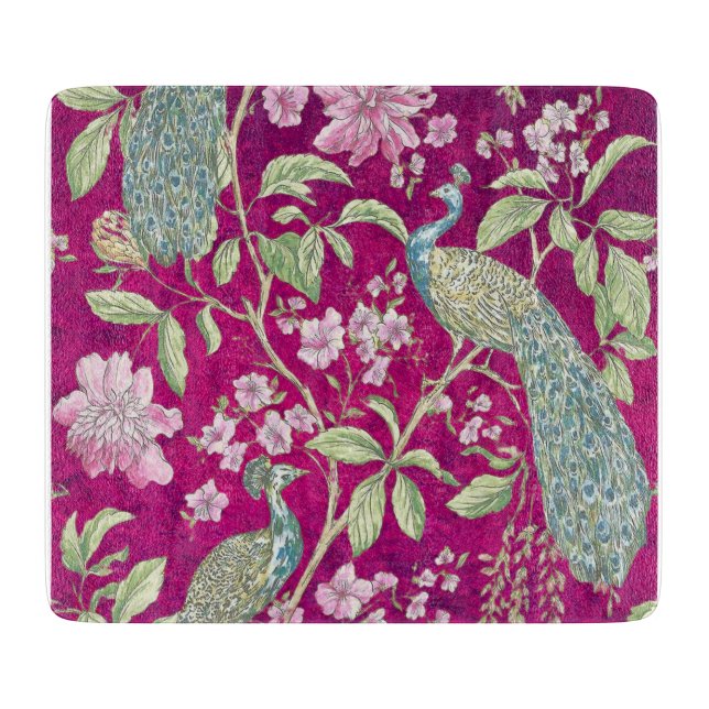Fuchsia Chinoiserie Rodelbahn Schneidebrett (Vorderseite)