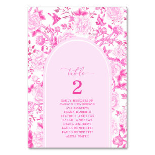 Fuchsia Chinoiserie Sitzordnung Tischzahl Tischnummer