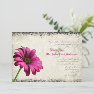 Fuchsia Coral Orange Gerber Daisy Wedding Einladun Einladung