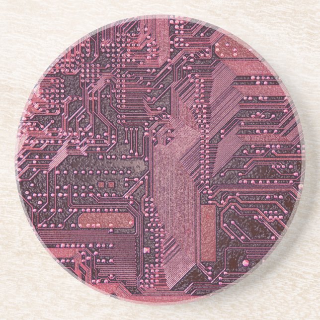 Fuchsia Cyber Circuit Board Tech Art Electronics Getränkeuntersetzer (Vorne)
