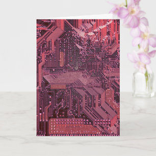 Fuchsia Cyber Circuit Board Tech Art Electronics Karte
