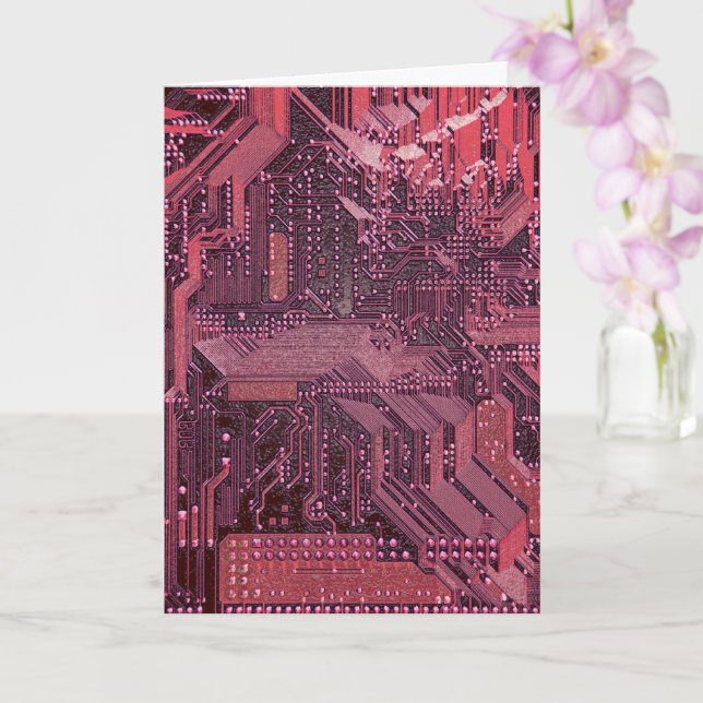 Fuchsia Cyber Circuit Board Tech Art Electronics Karte (Orchidee)