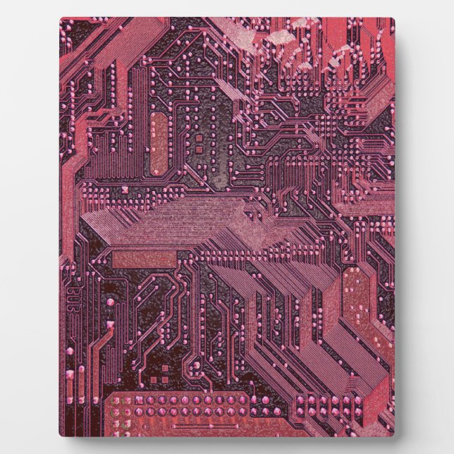 Fuchsia Cyber Circuit Board Tech Electronics Fotoplatte (Vorderseite)