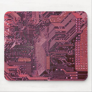 Fuchsia Cyber Circuit Board Tech Electronics Mousepad