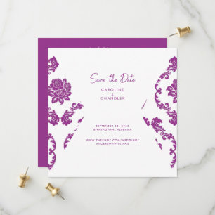 Fuchsia-Damask-Foto-Hochzeit-Einladung-vorab Save The Date