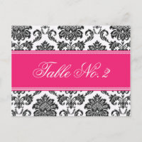 Fuchsia Damask Wedding Tischnummer