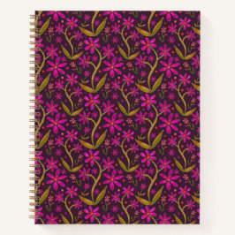 Fuchsia | Dancing Watercolor Daisies Notizbuch