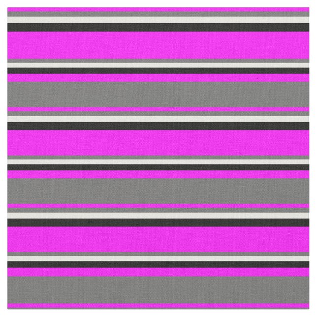 Fuchsia, Dim Gray, Minzcreme und Schwarzes Muster Stoff (Nahaufnahme)