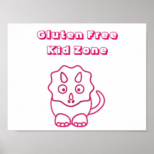 Fuchsia Dino Gluten Free Kid Zone Poster (Vorne)