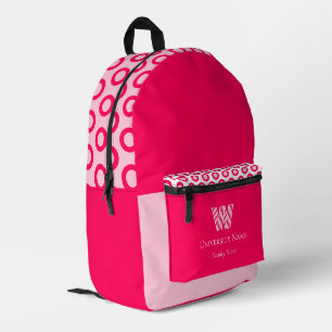 Fuchsia Dots Fantasy Student Monogram Bedruckter Rucksack
