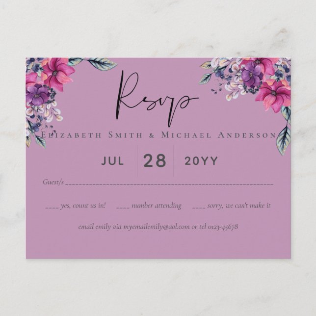 Fuchsia Dreams koordiniert das Spiel und das tiefe Postkarte (Vorderseite)