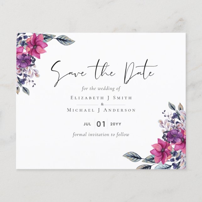 Fuchsia Dreams SAVE THE DATE Budget (Vorderseite)
