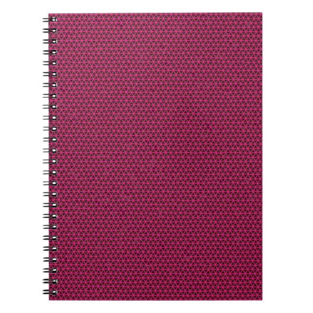 Fuchsia-Dreiecke auf Black Spiral-Notebook Notizblock (Vorderseite)