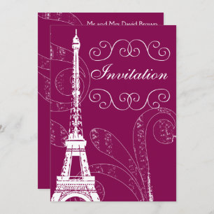 Fuchsia Eiffel Tower Einladung zur Hochzeit