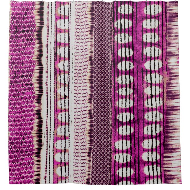 Fuchsia Ethnic Border Abstrakt Duschvorhang (Vorderseite)