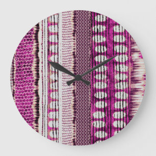 Fuchsia Ethnic Border Abstrakt Große Wanduhr
