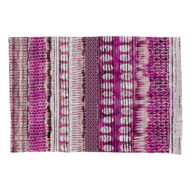 Fuchsia Ethnic Border Abstrakt Kissenbezug (Vorderseite)