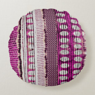 Fuchsia Ethnische Grenze Abstract Rundes Kissen