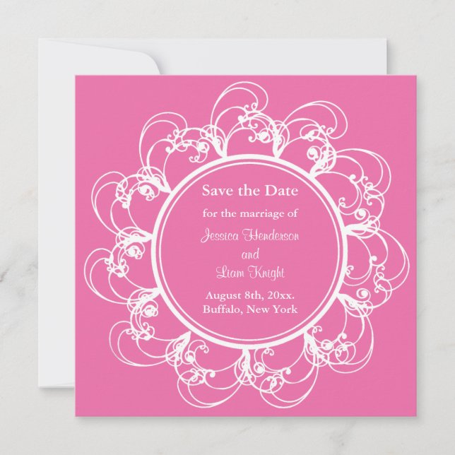 Fuchsia Extravagant Floral Save the Date (Vorderseite)