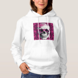 Fuchsia Floral 3D Dead Skull mit Sonnenbrille Hoodie