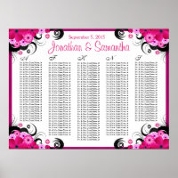Fuchsia Floral A to Z Hochzeitstisch-Übersicht