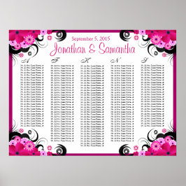 Fuchsia Floral A to Z Hochzeitstisch-Übersicht Poster