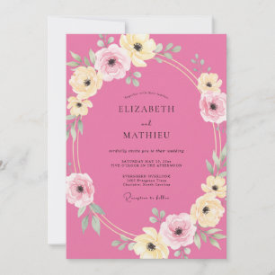 Fuchsia Florale Romantische Hochzeit im Frühling Einladung