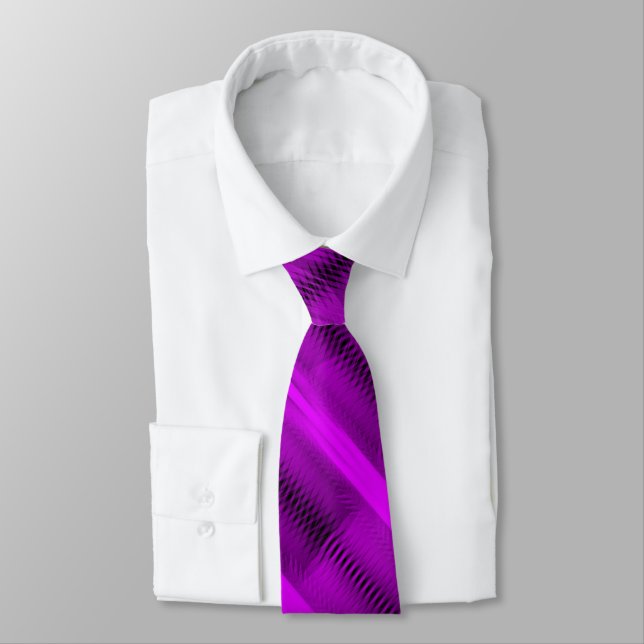 Fuchsia futuristische abstrakte diagonale Musterku Krawatte (Gebunden)